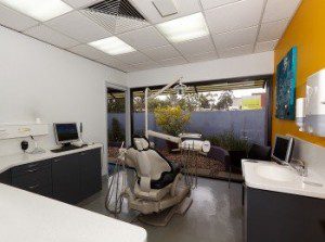 Clinical room of shepherds hill dental centre with garden view