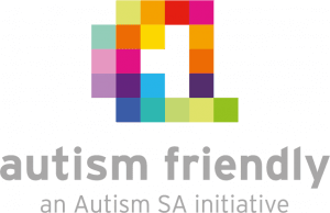 Autism friendly logo portrait grey
